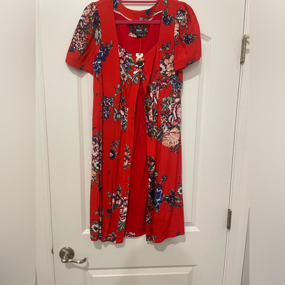 Maeve Red Floral Button- Down Dress